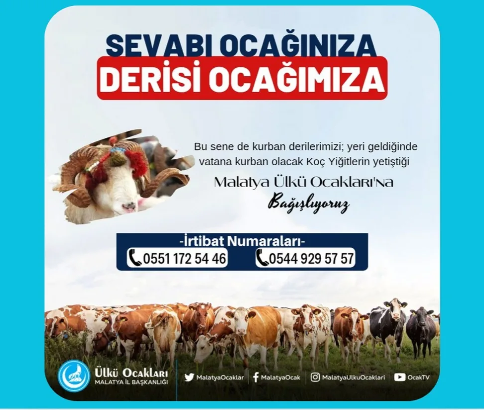 “Sevabı Ocağınıza, Derisi Ocağımıza” Çağrısı: Ülkü Ocakları’ndan Kurban Derisi Dayanışması