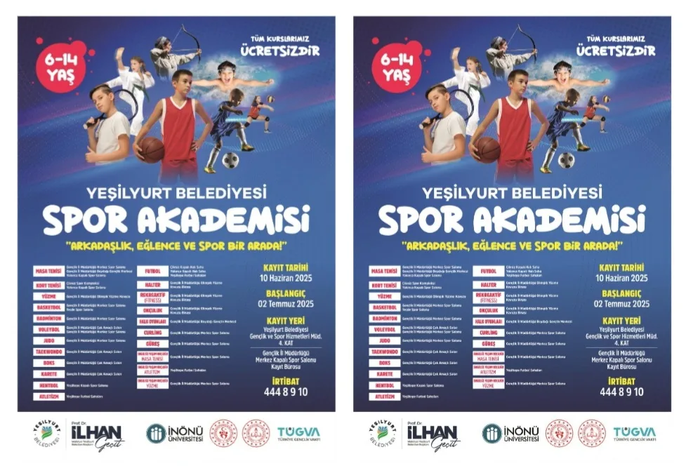 YEŞİLYURT BELEDİYESİNİN ‘ÜCRETSİZ’ SPOR AKADEMİSİ KAYITLARI 10 HAZİRAN’DA BAŞLIYOR!