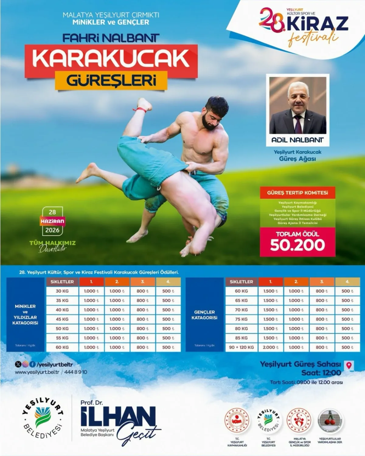 FAHRİ NALBANT KARAKUCAK GÜREŞLERİ, YEŞİLYURT KİRAZ FESTİVALİ’NE HEYECAN KATACAK!