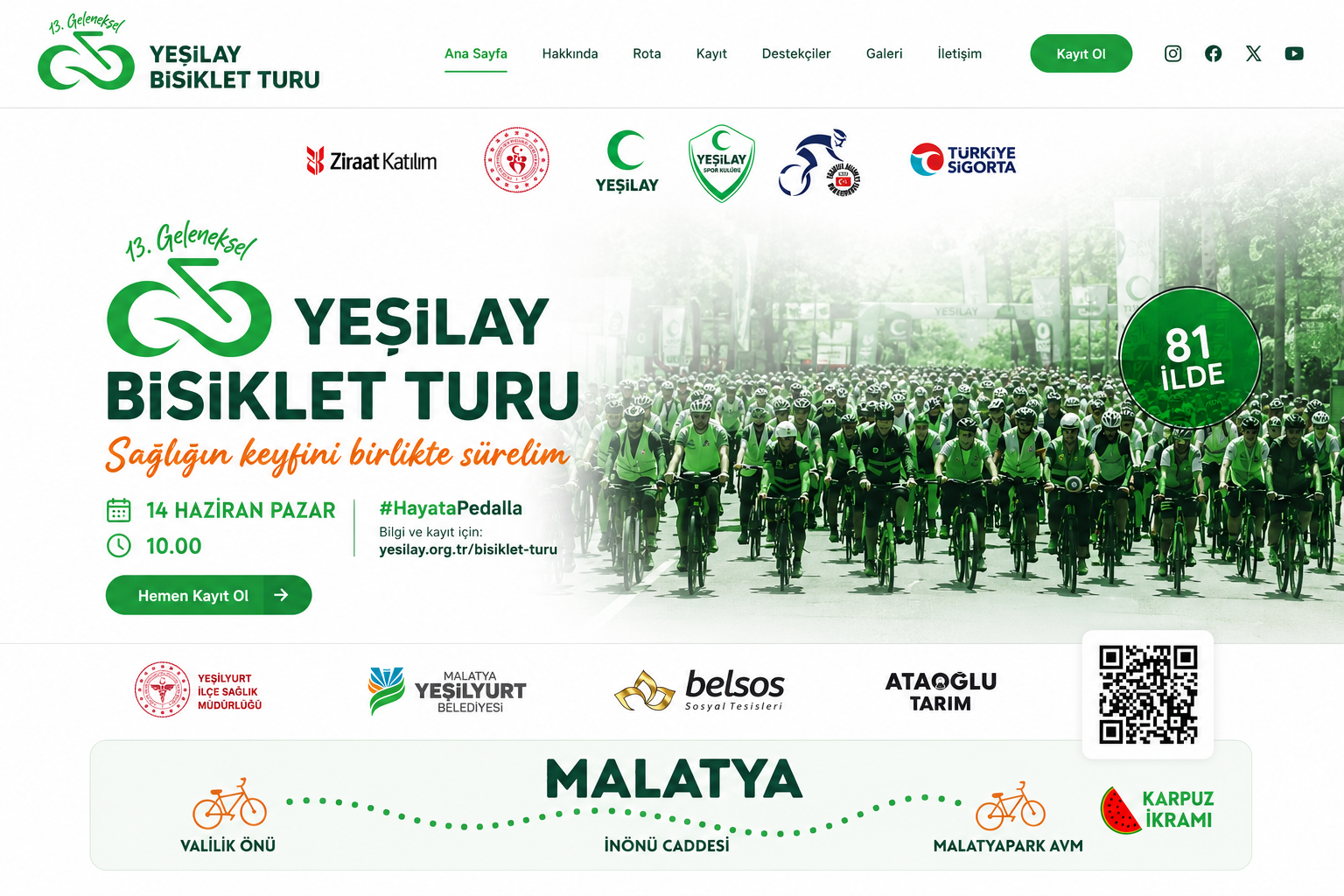 13. GELENEKSEL YEŞİLAY BİSİKLET TURU 14 HAZİRAN’DA!