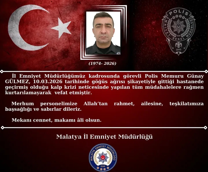 Malatya Emniyet Müdürlüğü’nden Acı Haber