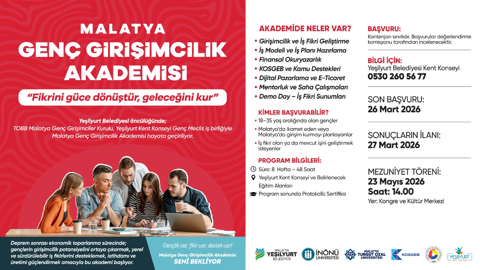 MALATYA GENÇ GİRİŞİMCİLİK AKADEMİSİ 28 MART’TA BAŞLIYOR
