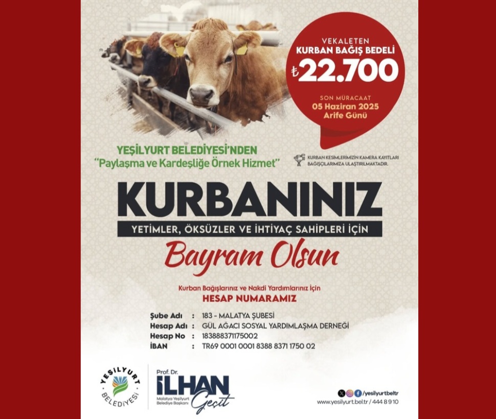 Yeşilyurt Belediyesi ‘KURBAN BAĞIŞ’ HİZMETİNİ BAŞLATTI