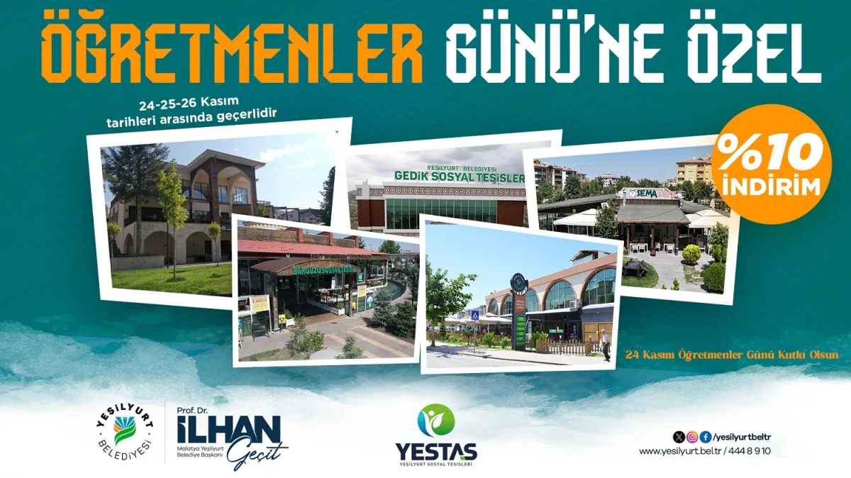 YEŞİLYURT BELEDİYESİ’NDEN ÖĞRETMENLER GÜNÜ’NE ÖZEL İNDİRİM MÜJDESİ!